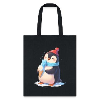 Cute penguin eating ice cream - cute animals - Tote Bag - black - Front