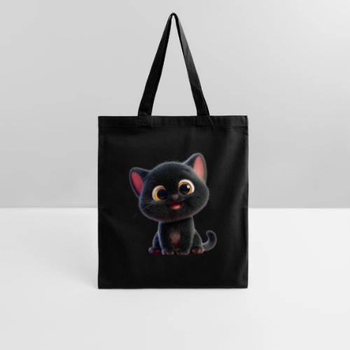 Adorable 3D Black Kitten with Big Eyes - Tote Bag