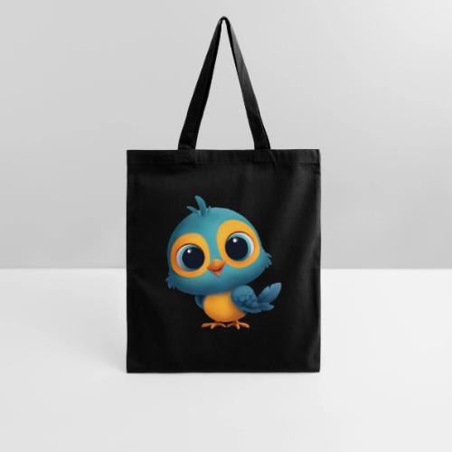 Joyful Cartoon Bird Standing in Yellow and Blue - Tote Bag