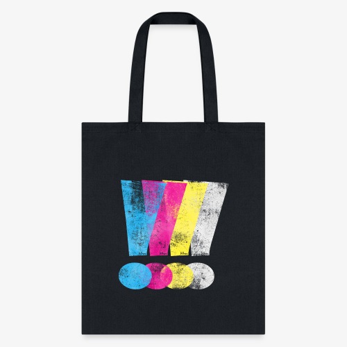 Large Distressed CMYK Exclamation Points - Tote Bag