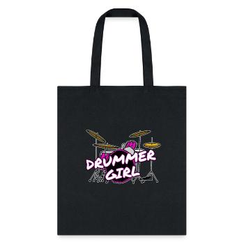 Drummer Girl Drum Kit Female Musician Drumming - Tote Bag - black - Front