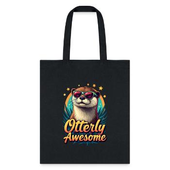 Otterly Awesome, Funny Sea Otter Lover - Tote Bag - black - Front