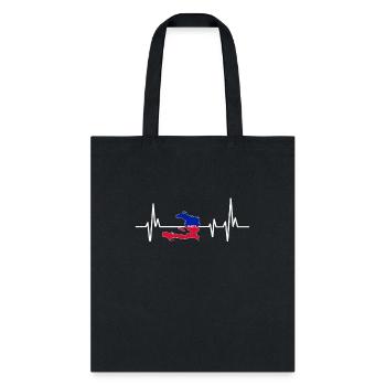 Heartbeat Design Haitian Flag Haiti - Tote Bag - black - Front