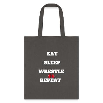 Eat Sleep Wrestle Repeat - Cool Wrestling - Tote Bag - charcoal - Front