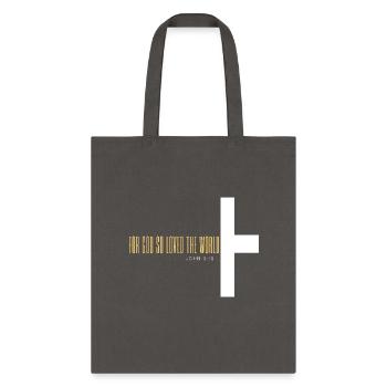 Christian clothing, apparel Bible verse design - Tote Bag - charcoal - Front