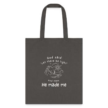 Christian clothing, apparel design - Tote Bag - charcoal - Front