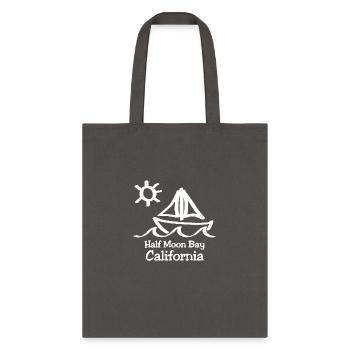 Half Moon Bay California Sailboat Souvenirs Gifts - Tote Bag - charcoal - Front