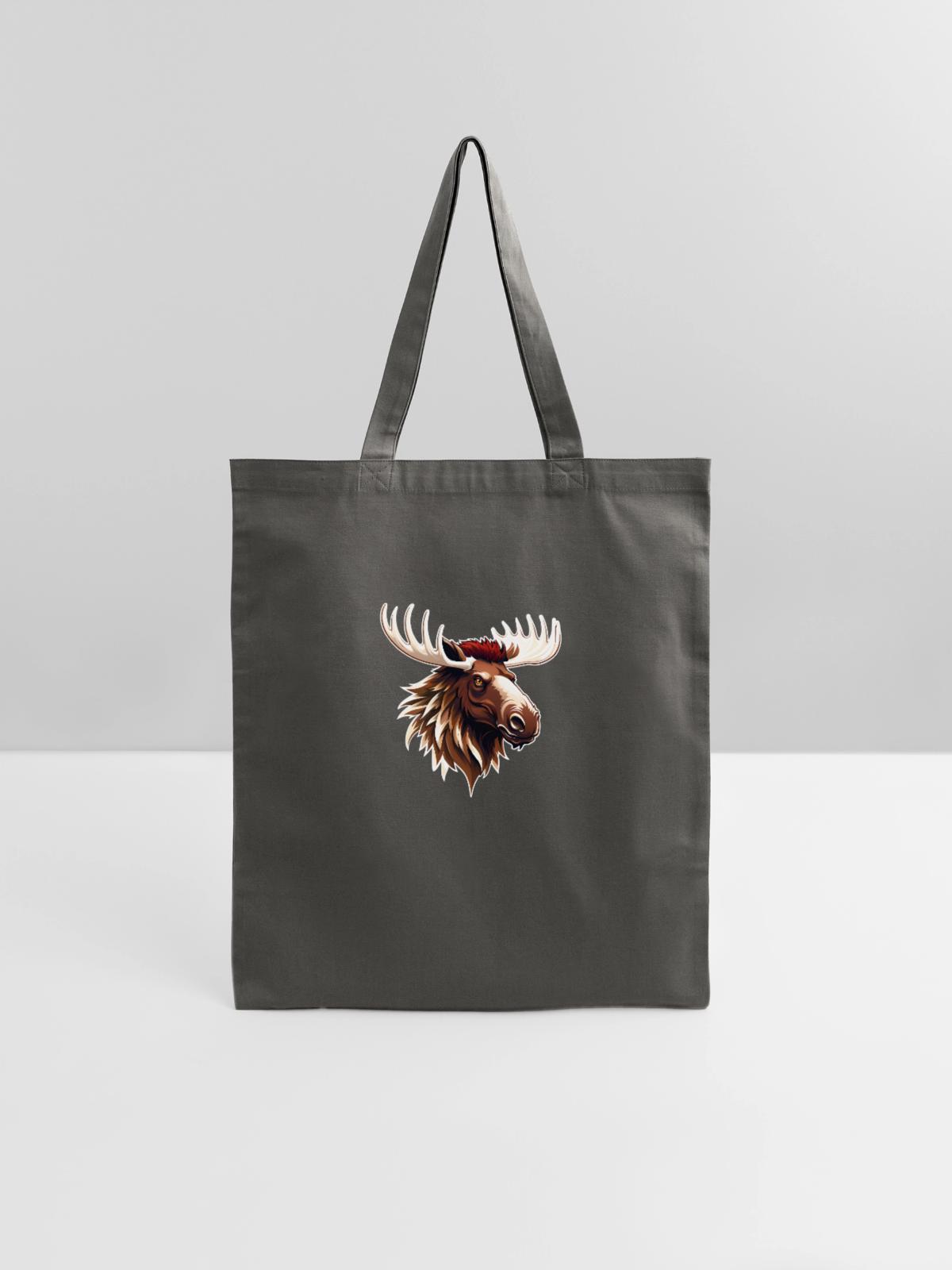 Majestic Moose Head Illustration - Tote Bag - charcoal - Front