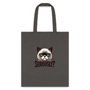 Cute cat design on a comfy tee Funny cat t-shirt - Tote Bag - charcoal - Front