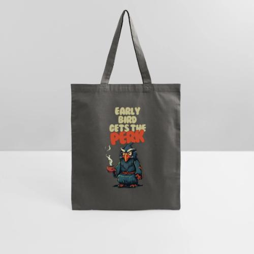 Early Bird Gets the Perk: Owl with Coffee Mug - Tote Bag