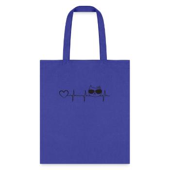 Cat Heartbeat Funny Cat Heartbeat - Funny Cat - Tote Bag - royal blue - Front