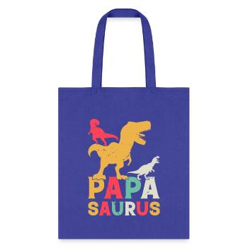 Papasaurus Papa Dinosaur - Papa Saurus Papa Dino - Tote Bag - royal blue - Front