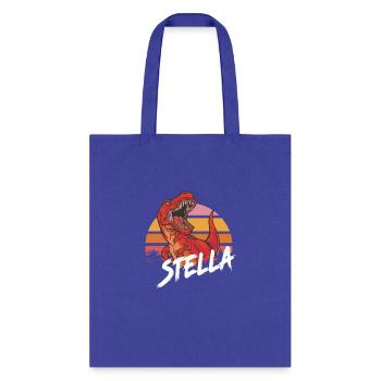 STELLA - Beautiful girls name with T-REX Dinosaur - Tote Bag - royal blue - Front