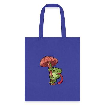 Cottage Core Frog Tongue Out On Mushroom Cute - Tote Bag - royal blue - Front