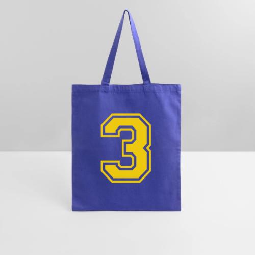 Number 3 in a classic athletic collegiate font - Tote Bag