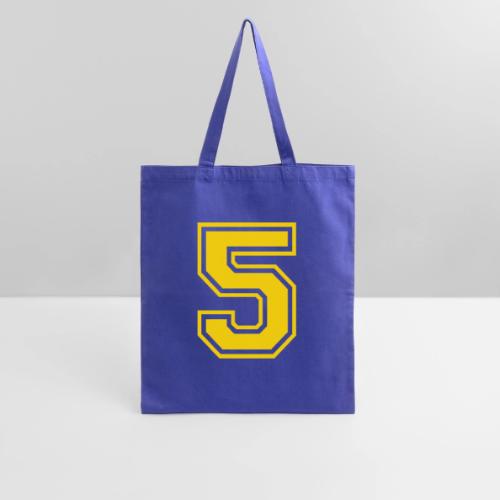 Number 5 in a classic athletic collegiate font - Tote Bag