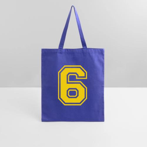 Number 6 in a classic athletic collegiate font - Tote Bag