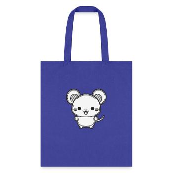 Kawaii Cute Happy Mouse - Tote Bag - royal blue - Front