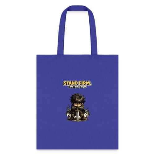 Stand Firm Chibi Warrior | 1 Peter 5:8-9 - Tote Bag