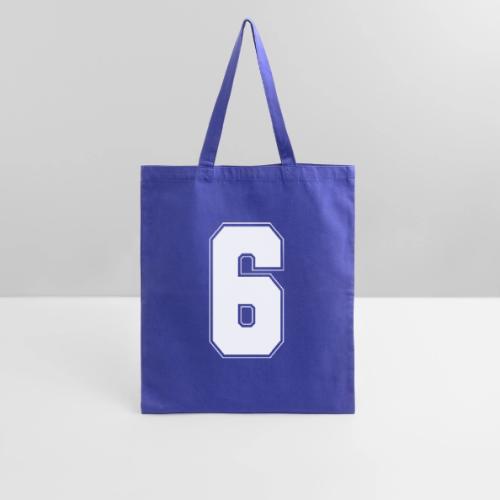 White Number 6 – Varsity Font - Tote Bag