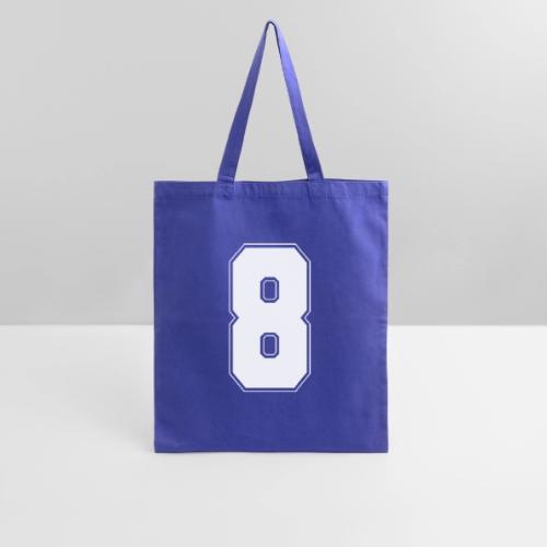 White Number 8 – Varsity Font - Tote Bag