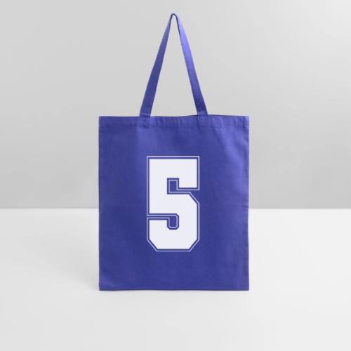 White Number 5 – Varsity Font - Tote Bag