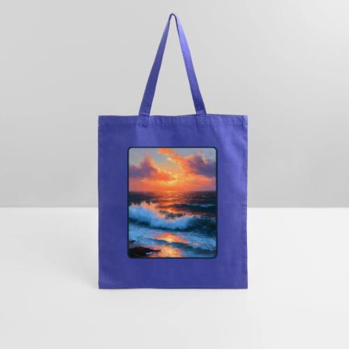 Sunset Storm Waves Oil Painting - Tote Bag