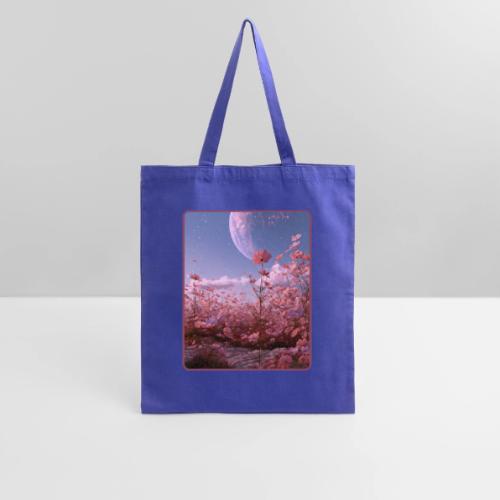 Cosmic Moon & Cosmos Flowers Art - Tote Bag