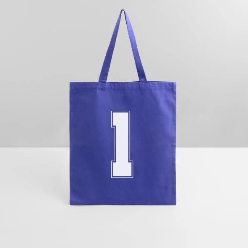 White Number 1 – Varsity Font - Tote Bag