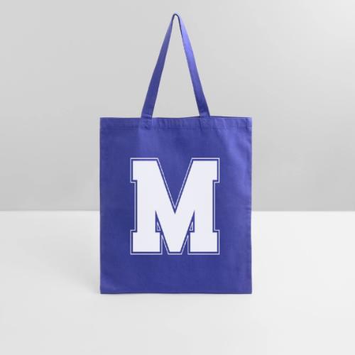 White Letter M – Varsity Alphabet Monogram - Tote Bag