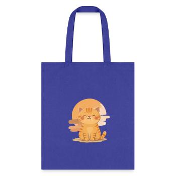 Cute Orange Tabby Cat T-Shirt, Kitten Graphic - Tote Bag - royal blue - Front