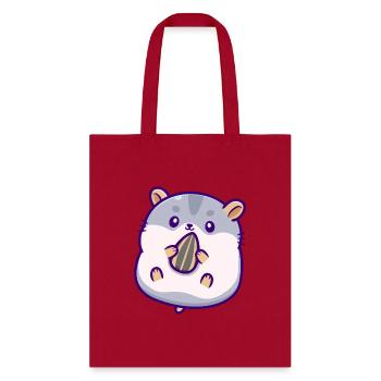 Cute Hamster Eating Sunflower Seed - Tote Bag - red - Front