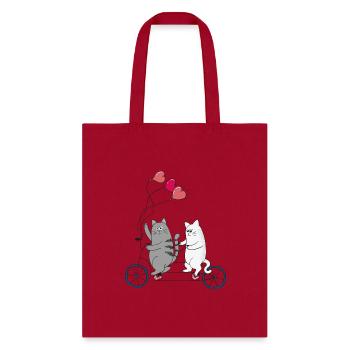 Cats on a bicycle - Tote Bag - red - Front