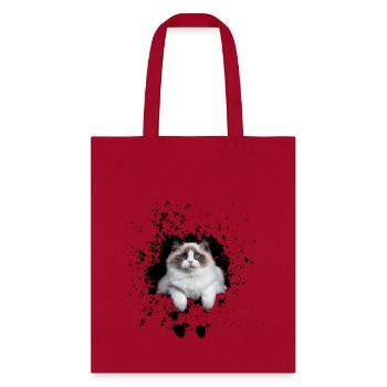 Cute cat with blue eyes - Tote Bag - red - Front