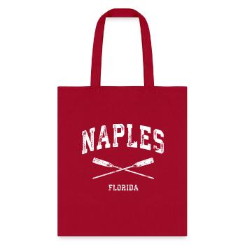 Naples Florida Nautical Crossed Oars - Tote Bag - red - Front