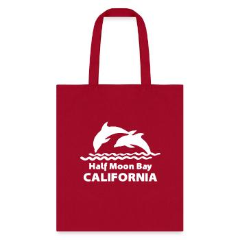Half Moon Bay California Dolphins Souvenirs Gifts - Tote Bag - red - Front