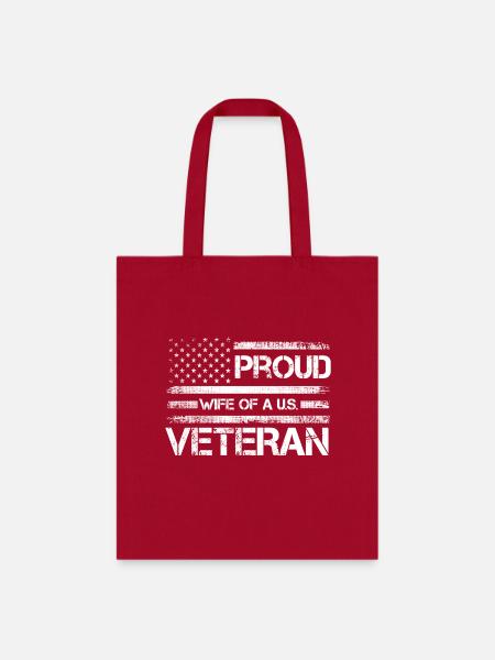 Veterans Proud Wives Of Us Veterans American Flag - Tote Bag - red