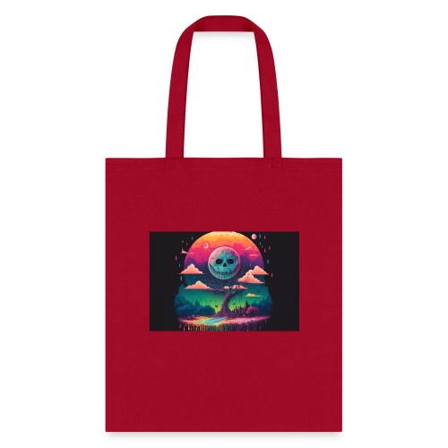 A Full Skull Moon Smiles Down On You - Psychedelic - Tote Bag