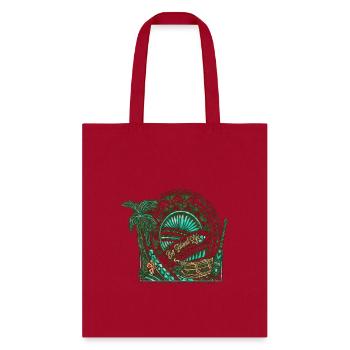 Big Island Outrigger Canoe Tribal Halftone Edges - Tote Bag - red - Front