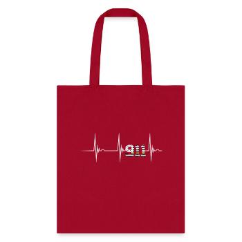 Dispatcher 911 Vintage Usa Flag Hebeat Ekg Pulse - Tote Bag - red - Front