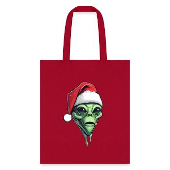 Alien Santa Face - Tote Bag - red - Front