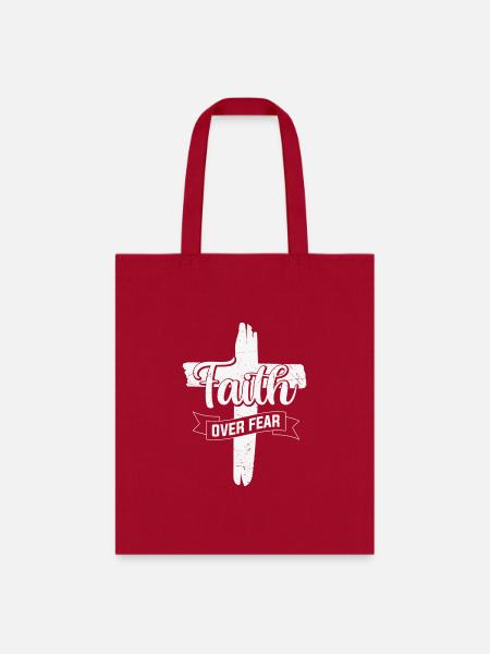 faith over fear - Tote Bag - red