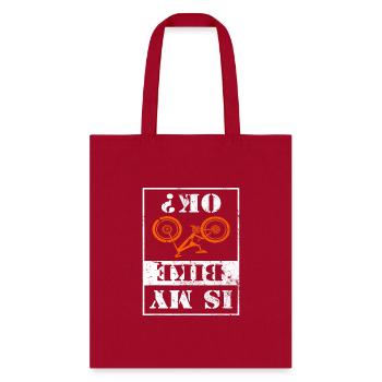 Is My Bike Ok T Shirt Funny Retro Cyclist - Tote Bag - red - Front