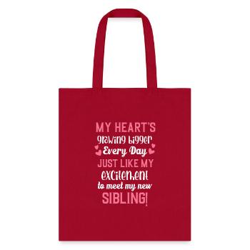 Sister My Hearts Growing - Tote Bag - red - Front