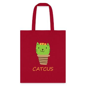 Catcus Cat Cactus Green Cat Funny Cat - Tote Bag - red - Front
