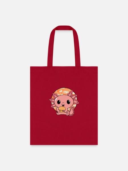 Axolotl Pet Cute Eating Burger And Drinks - Tote Bag - red
