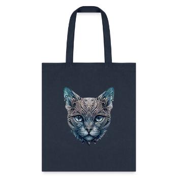 Ornamental cat face - Tote Bag - navy - Front