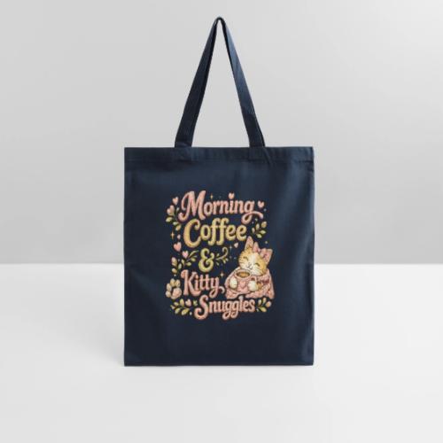Morning Coffee & Kitty Snuggles Faux Stitched - Tote Bag