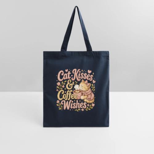 Cat Kisses & Coffee Wishes Faux Stitched - Tote Bag