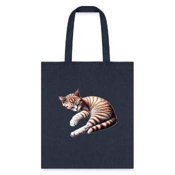 Dreaming in Orange – Relaxed Tabby Cat - Tote Bag - navy - Front
